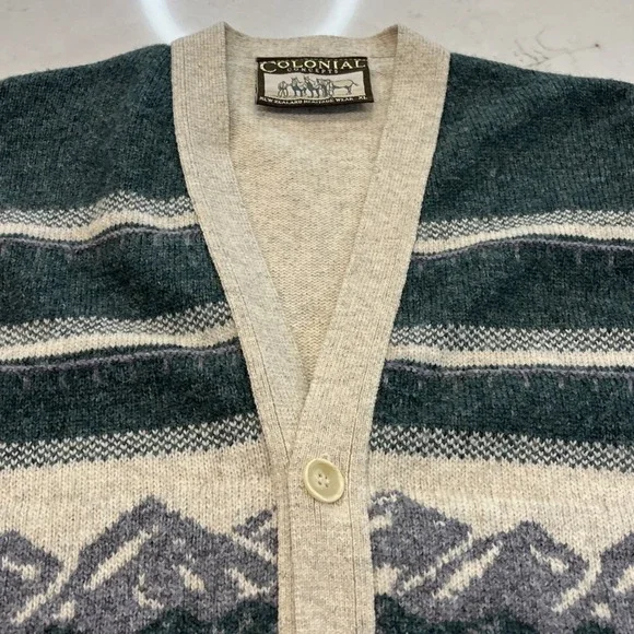 Colonial Concepts New Zealand Heritage Wool XL Sweater Button Vest Graphic Knit‎ - Picture 5 of 7